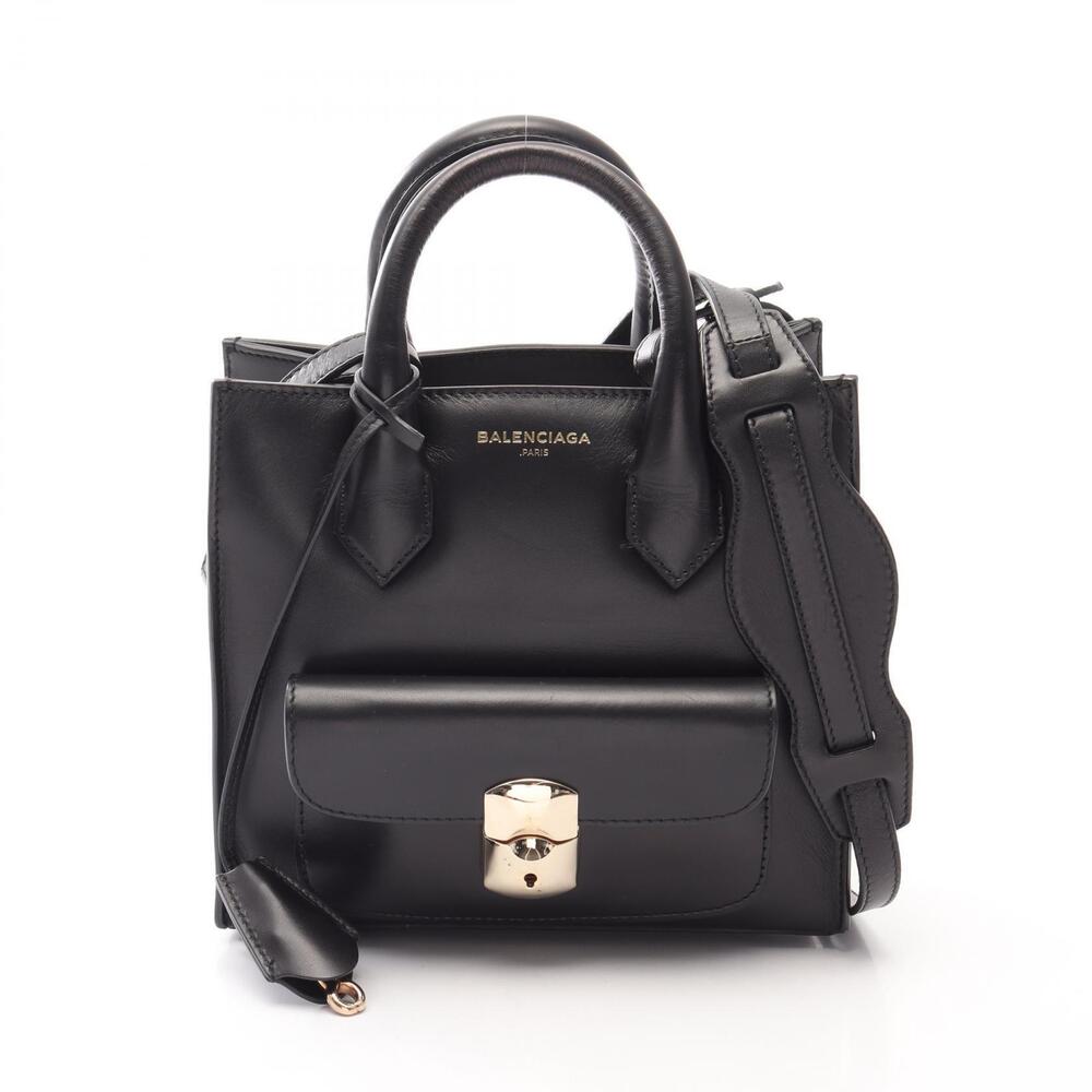 Balenciaga Padlock All Afternoon Handbag Leather Black